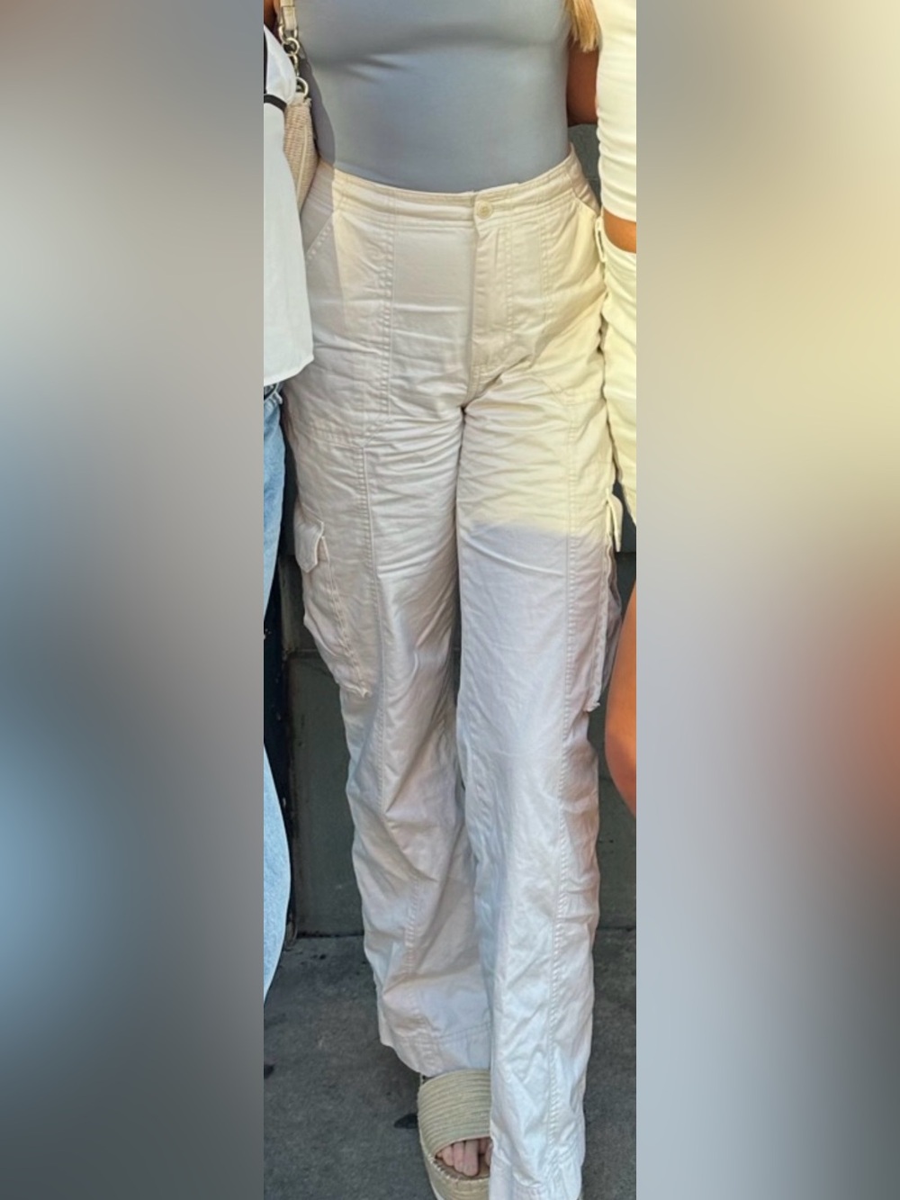 Cream Cargo Pants - Casual Utility Style